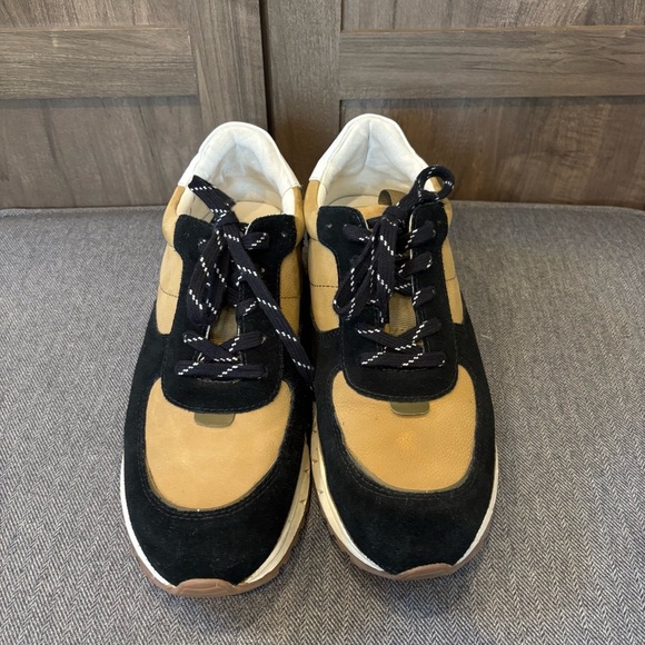 Madewell Kickoff Trainer Sneakers size 10 Suede and Leather Black and Camel Tan - Picture 4 of 12